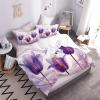 Generic Tulip & Butterfly Duvet Cover Set 220 x 240 cm, Purple Floral 3D Microfiber, 3-Piece, with Zipper and 2 Pillowcases 80 x 80 cm, R139 view 4