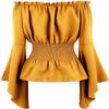Women's Medieval Blouse with Trumpet Sleeves, Gothic Vintage Cosplay Top, Yellow, 7XL view 3