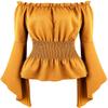 Women's Medieval Blouse with Trumpet Sleeves, Gothic Vintage Cosplay Top, Yellow, 7XL view 4