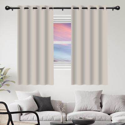 FEIJDON Blackout Curtain 210 x 305 cm, Thermal Curtain with Grommets, Beige