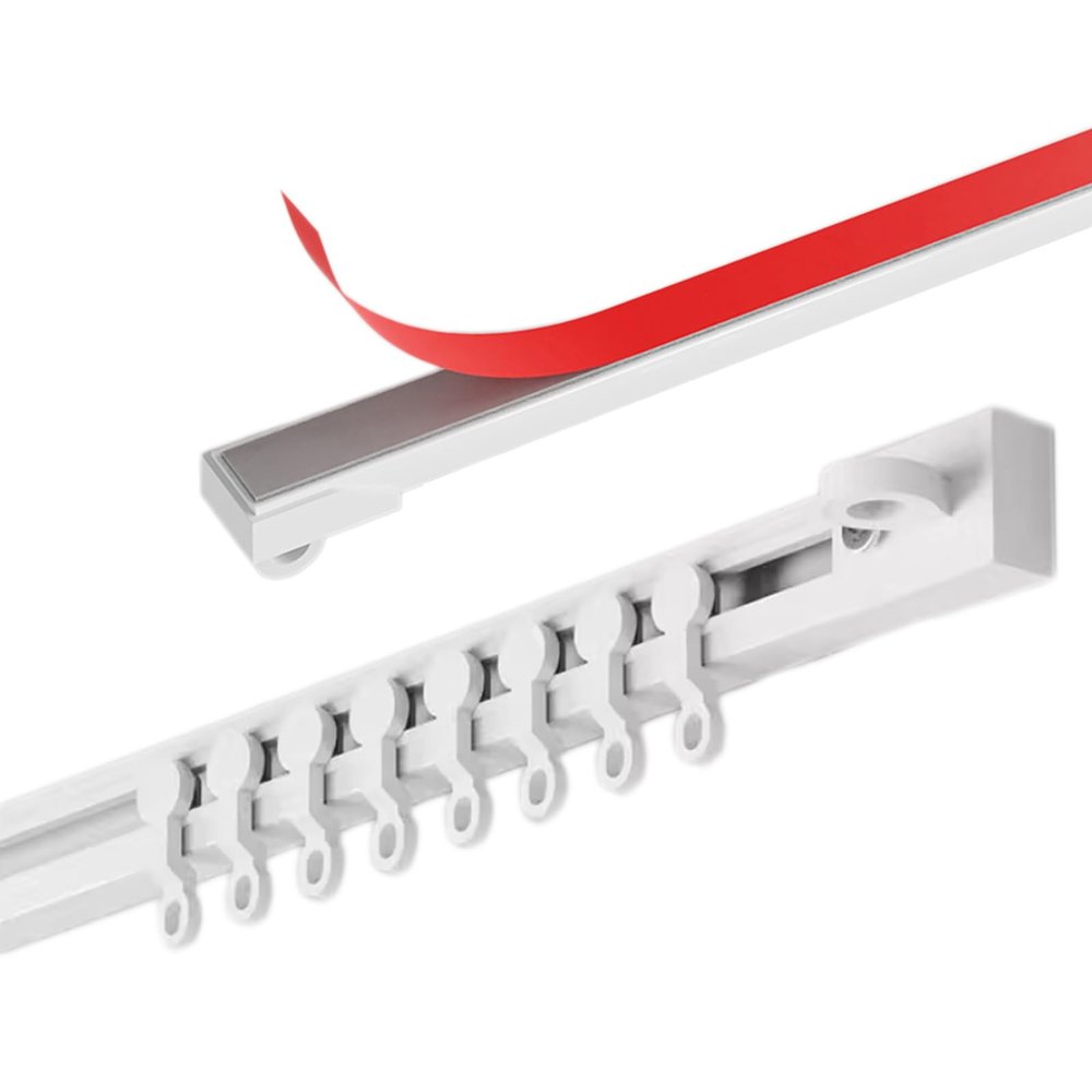 Flexible Self-Adhesive Curtain Track, No Drilling, White, 170 cm (5.6 ft)