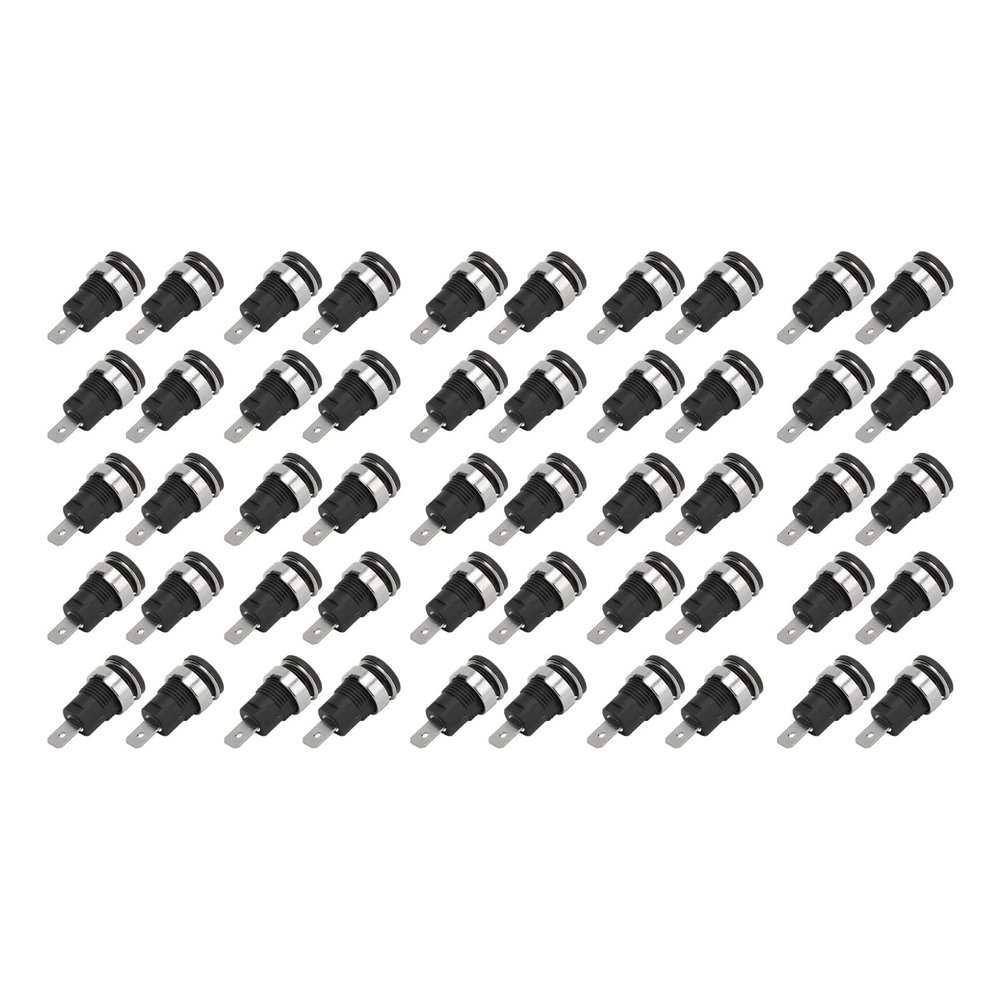 Telituny 4 mm High-Current Banana Sockets, Long Life, Red Copper, 50-Pack (Black)