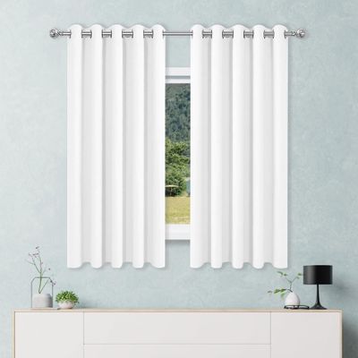 HONQGAO Thermal Blackout Curtain with Grommets, 420 x 215 cm, White
