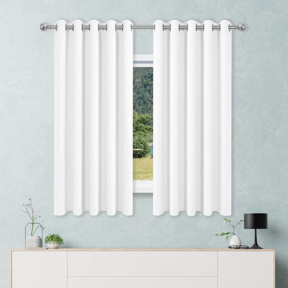 HONQGAO Thermal Blackout Curtain with Grommets, 420 x 215 cm, White