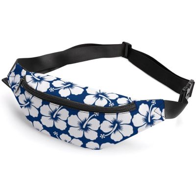 Dgsxynth Waist Bag, Skull with Flame, Adjustable Fanny Pack for Running, Hiking, Floral Hawaiian Style, 36 x 15 cm