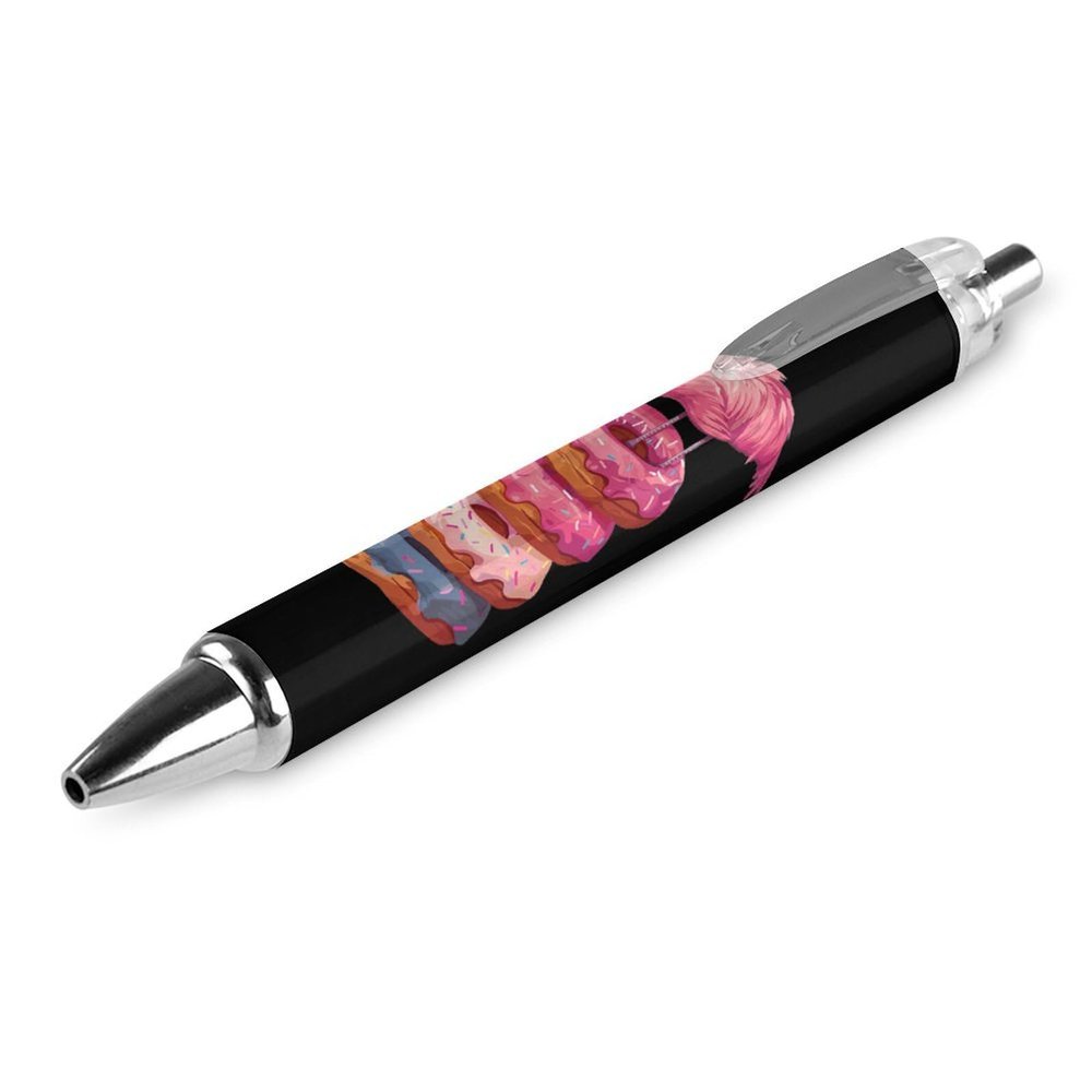 THKVSV Flamingo Donuts with Sprinkles Printed Retractable Ballpoint Pen, Blue, 0.5 mm Tip, for Work and Office, 1 pc