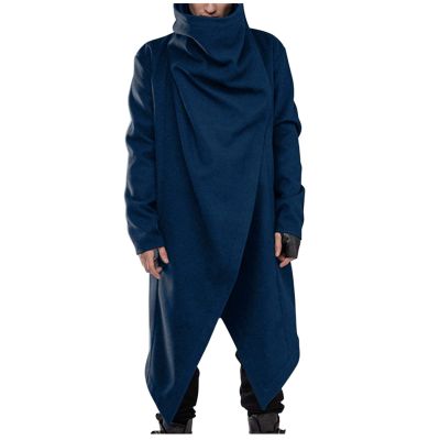 Men's Y2K Gothic Steampunk Hooded Poncho, Hipster-Style Cape, Solid Color Asymmetrical Vintage Streetwear Hoodie for Halloween Cosplay