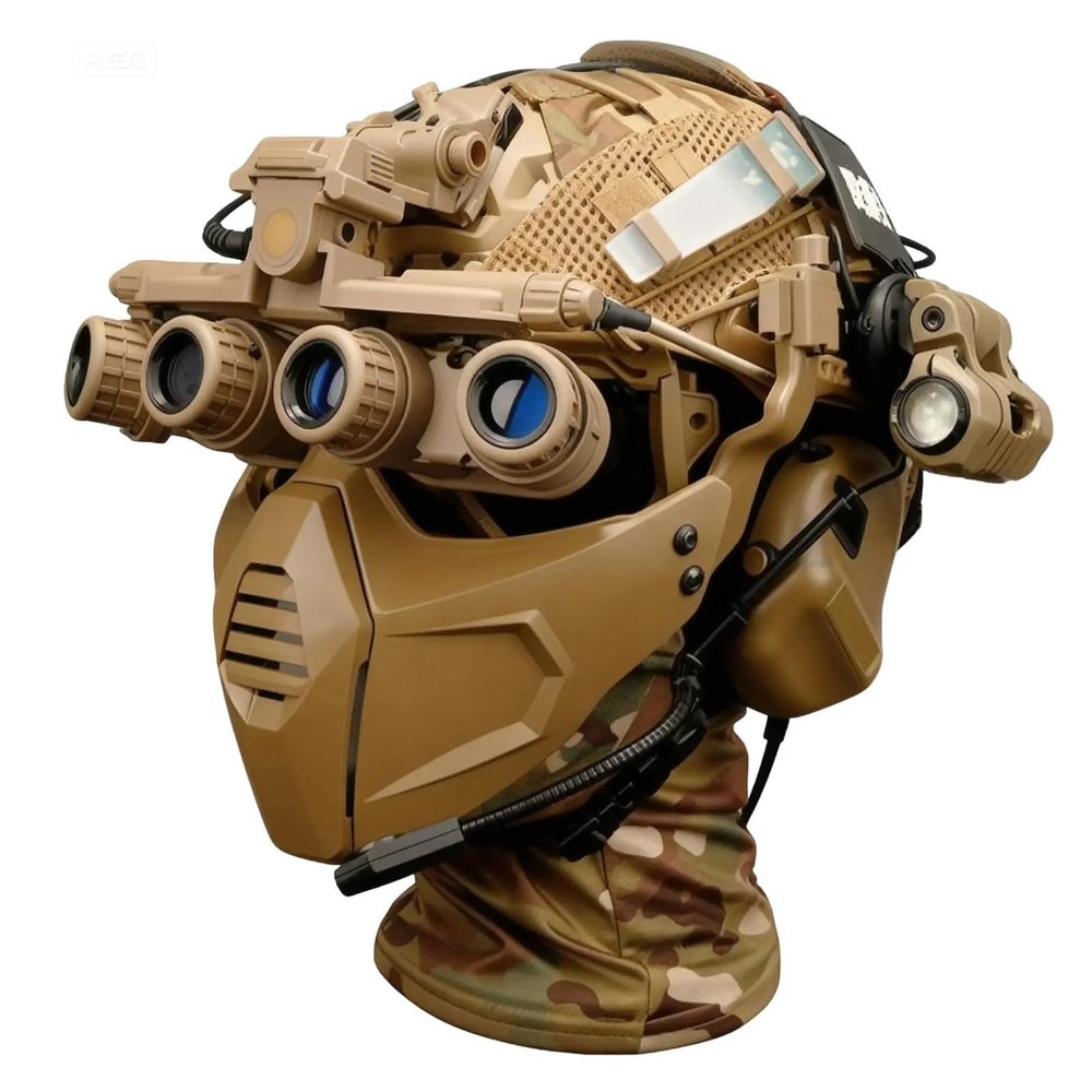WLXW Tactical FAST Airsoft Helmet Mask Set with Four-Tube NVG Model, Tan