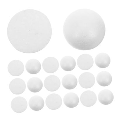 jojofuny 70 White Polystyrene Foam Hemispheres, 5 cm, Lightweight, Easy to Paint and Glue for School and DIY Art Projects