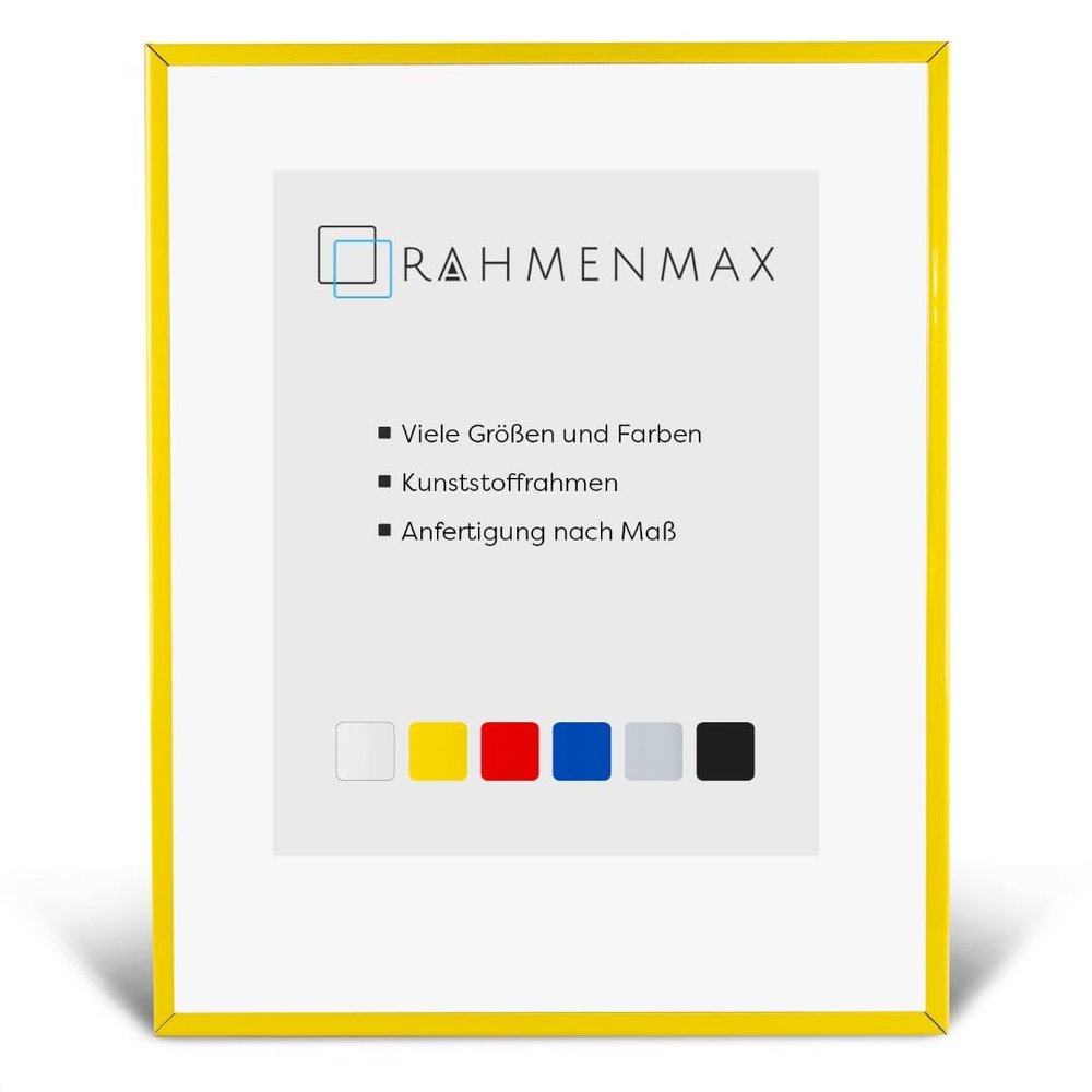 RahmenMax Texas Plastic Picture Frame for 45 x 93 cm Image, Yellow, with Acrylic Glazing