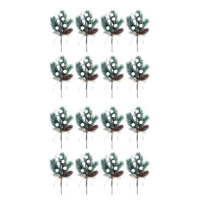 LYXYGMV 16-Piece Christmas Berry Stems, Pine Branches and Artificial Pine Cones, White Holly Spray Wreath Picks for Christmas DIY Decor