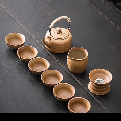 YoeEoay Handmade Asian Ceramic Tea Set, 300 ml Teapot, 6 x 70 ml Cups, Style 3