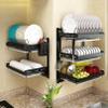 CAFIEDR 3-Tier Dish Drying Rack Set, Black view 2