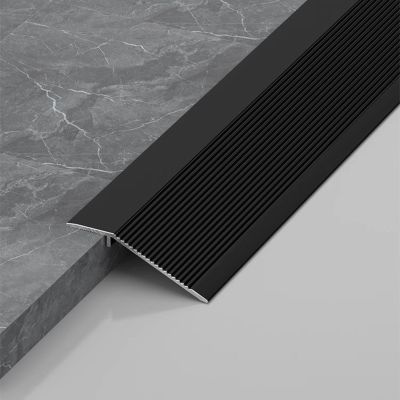 Aluminum Floor Transition Strip, 3-Pack, 0.9 m Each, Matte Black, 7 cm Wide