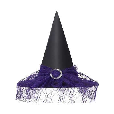 Generic Halloween Party Lace Witch Hat (Blue, One Size)