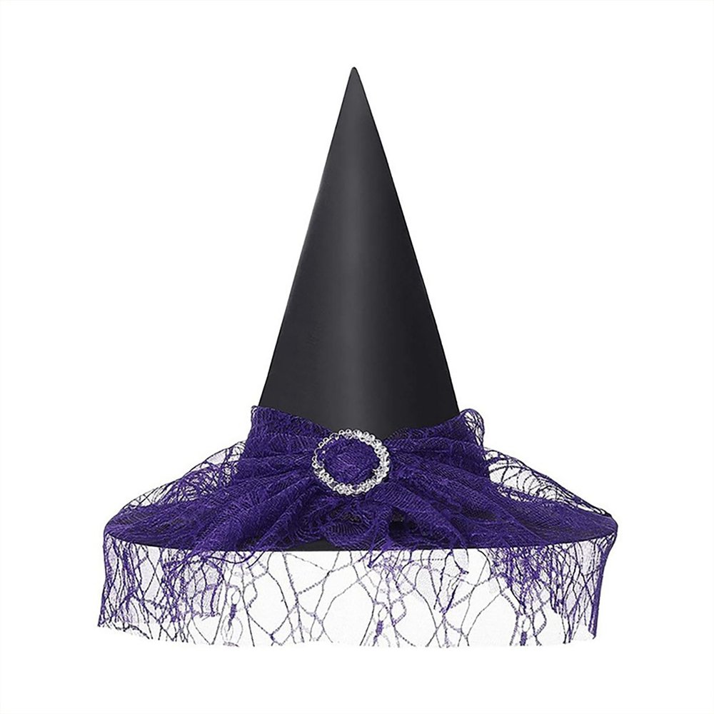 Generic Halloween Party Lace Witch Hat (Blue, One Size)