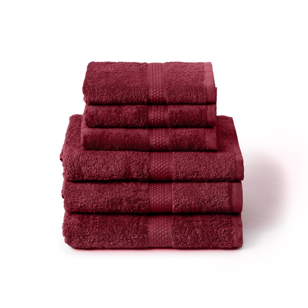 Caleffi 6-Piece Towel Set, 3 Bath Towels + 3 Guest Towels, Bordeaux