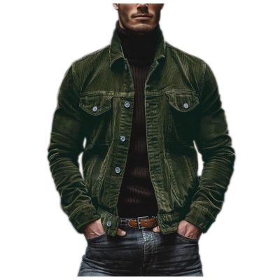 Men's Corduroy Cargo Jacket with Stripes