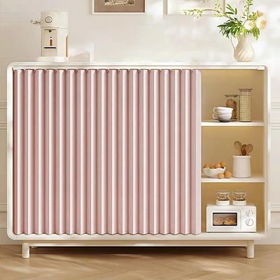 Custom-Made Foldable Cabinet Curtain with Sliding Rails for Wardrobes, Bookshelves and Storage Cabinets, Pink, W140 x H50 cm