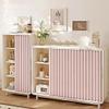 Custom-Made Foldable Cabinet Curtain with Sliding Rails for Wardrobes, Bookshelves and Storage Cabinets, Pink, W140 x H50 cm view 2