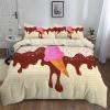Generic Bedding Set 240 x 220 cm for Teen Girls, Iron-Free Cooling Duvet Cover Set, Grid Ice Cream Chocolate Sprinkles, Light Yellow view 1