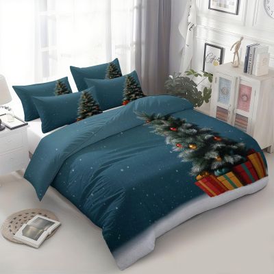 Christmas 3D Bedding Set, 135 x 200 cm, Christmas Tree, Gift Box and Snowflakes