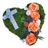 30 cm Grave Heart with Cross, Moss and Artificial Orange Roses view 1