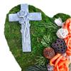 30 cm Grave Heart with Cross, Moss and Artificial Orange Roses view 4