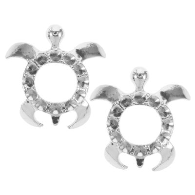 VALICLUD Crystal Ball Display Holders, 2-Piece Turtle-Shaped Metal Stands, Silver-Colored, for Festival Decor