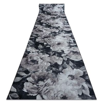 rugsx LOTUS Bouquet 52901 Floral Runner Rug, Gray/Beige, Washable, 120 x 290 cm