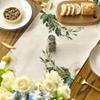 Lpitoy Happy Passover Table Runner, Petite Pesach Star of David Jewish Festival Rustic Floral Decor view 2