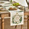 Lpitoy Happy Passover Table Runner, Petite Pesach Star of David Jewish Festival Rustic Floral Decor view 4