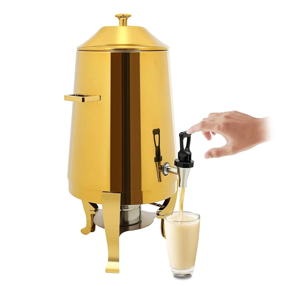 Stainless Steel Coffee Urn with Fuel Holder, 3.5-Gallon Beverage Dispenser