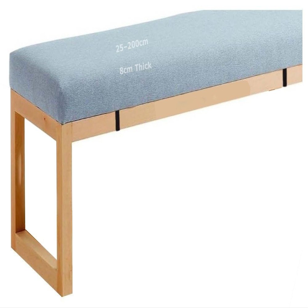 YNJJKA 8 cm Thick Bench Cushion, Light Blue, 40 x 185 cm