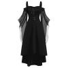 Women's Gothic Witch Dress, Halloween Medieval Costume with Trumpet Sleeves view 1