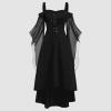 Women's Gothic Witch Dress, Halloween Medieval Costume with Trumpet Sleeves view 2
