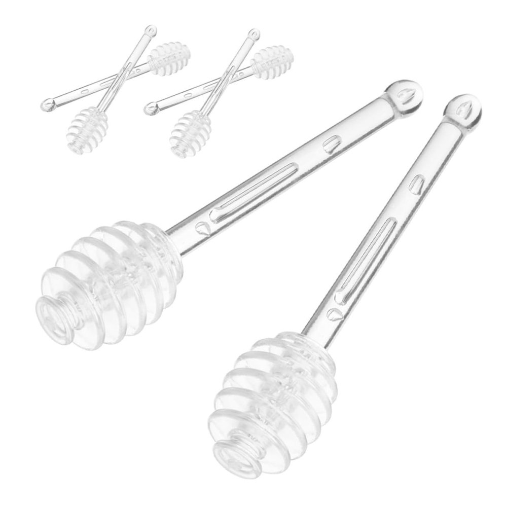 Toyvian 6-Piece Honey Stir Sticks with Honey Spoon and Jam Spreader, Transparent