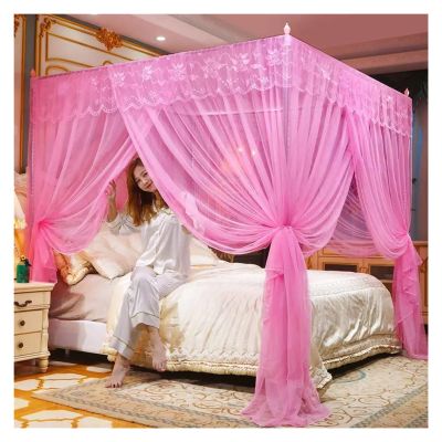 SUBLXPoten Canopy Bed Curtains Mosquito Net with 3 Doors and 4 Corners for Double Bed, Color 8, 180 x 200 cm