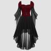 Women's Gothic Witch Costume Dress, Medieval Maxi Dress with Trumpet Sleeves view 2