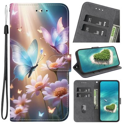 YKTO Flip Wallet Case for Motorola Moto G 5G 2025, Butterflies and Flowers