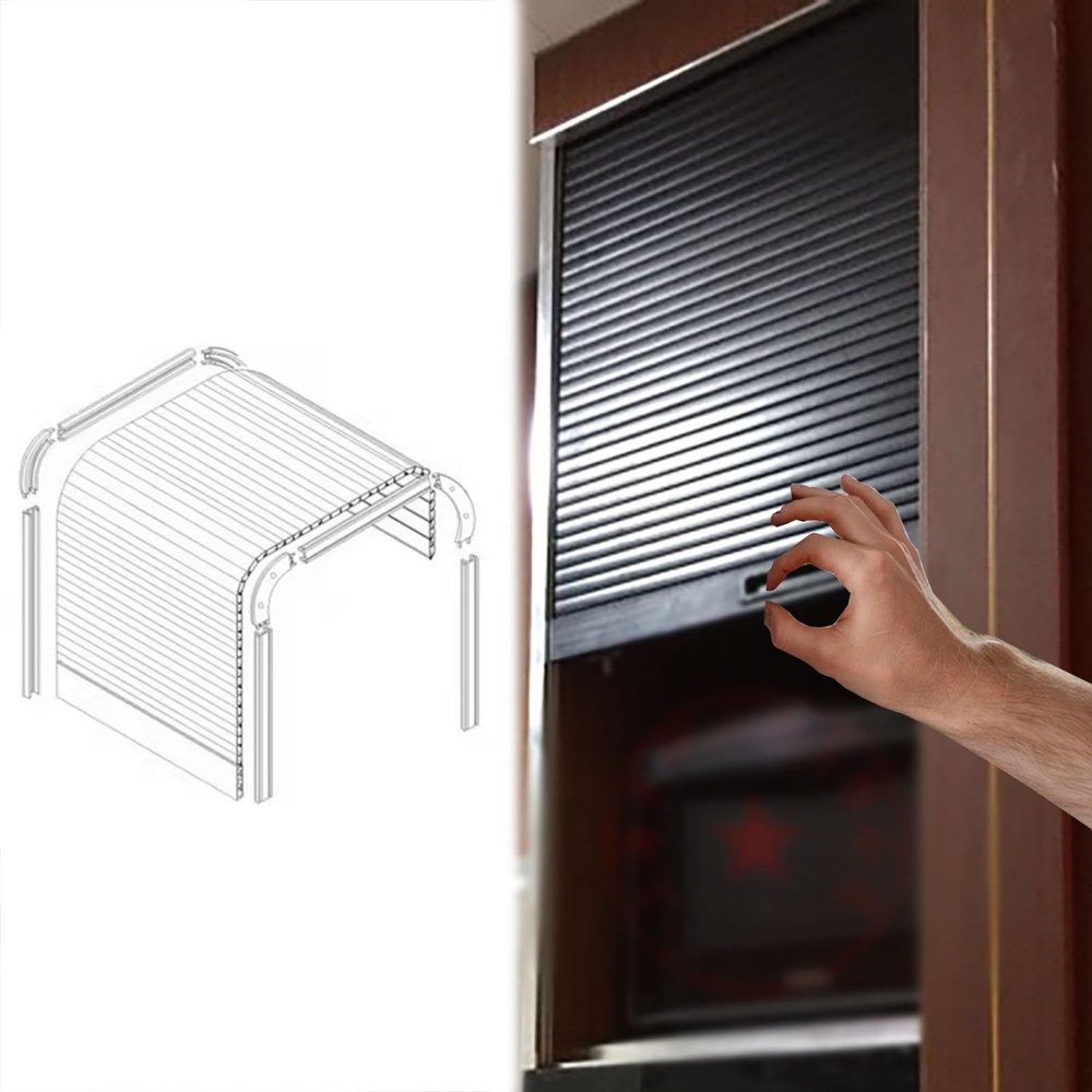 MLYAYE Cabinet Roller Shutter Door with U-Track, DIY Flexible Sliding Door, 90 x 75 cm