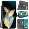 YKTO Wallet Flip Case for Motorola Moto E40, PU Leather, Multicolor Fluorescent Leaves view 1