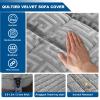 SYLC Thick Quilted Velvet Sofa Cover, Light Gray, 70 × 90 cm, 1 Piece view 4