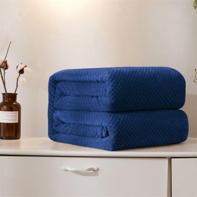 LONGCAO Cozy Fleece Blanket 70 x 100 cm, Soft Lightweight Warm Flannel Sofa Blanket, Dark Blue
