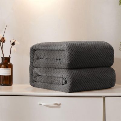 LONGCAO Plush Fleece Blanket, 60 x 300 cm, Flannel Sofa and Bed Throw, Dark Gray