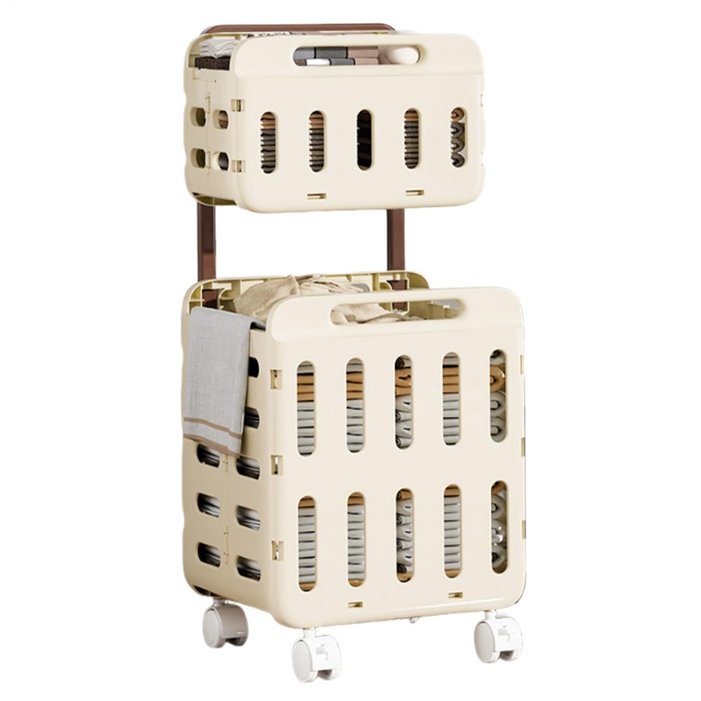 Rolling Double-Layer Laundry Basket