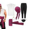 Men's Pirate Outfit with Bandana, Belt, Eye Patch, Earring, Shirt and Pants view 1