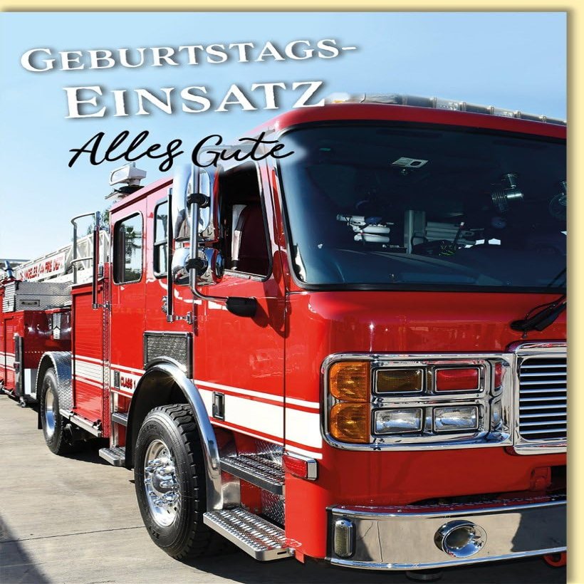 Skorpion Funny Firefighter Birthday Card with “Birthday Call—Happy Birthday” Design, Double Card with Envelope