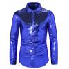 Celanisai Men's 1970s Carnival Costume, Sequin Shirt, Shiny Metallic Disco Outfit view 1
