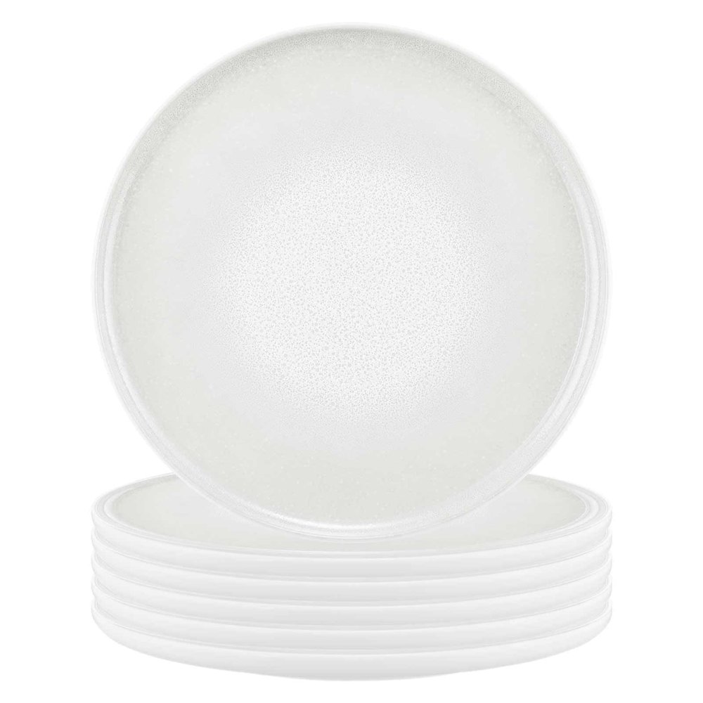 Seltmann Weiden Sento Home Dinner Plate Set, 6-Piece | 27.5 cm | Modern Porcelain Plates with Subtle Color Texture | Aura White